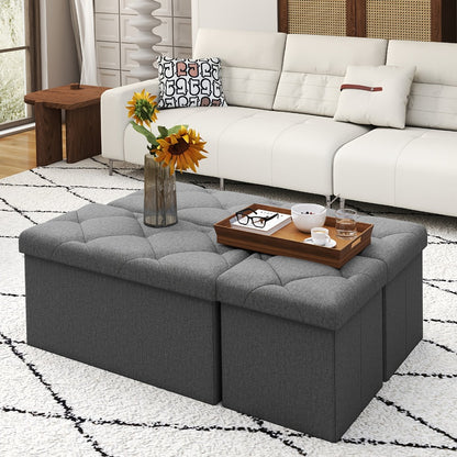 Foldable Heavy-Duty Ottoman with Hidden Storage for Living Room detail image - detail view 6