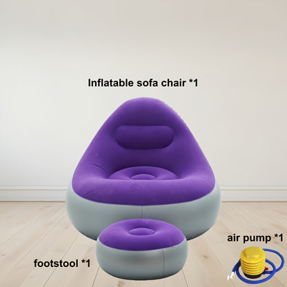 Inflatable Furniture shown in the Purple Sofa Set (Sofa + Footstool + Foot Pump) option