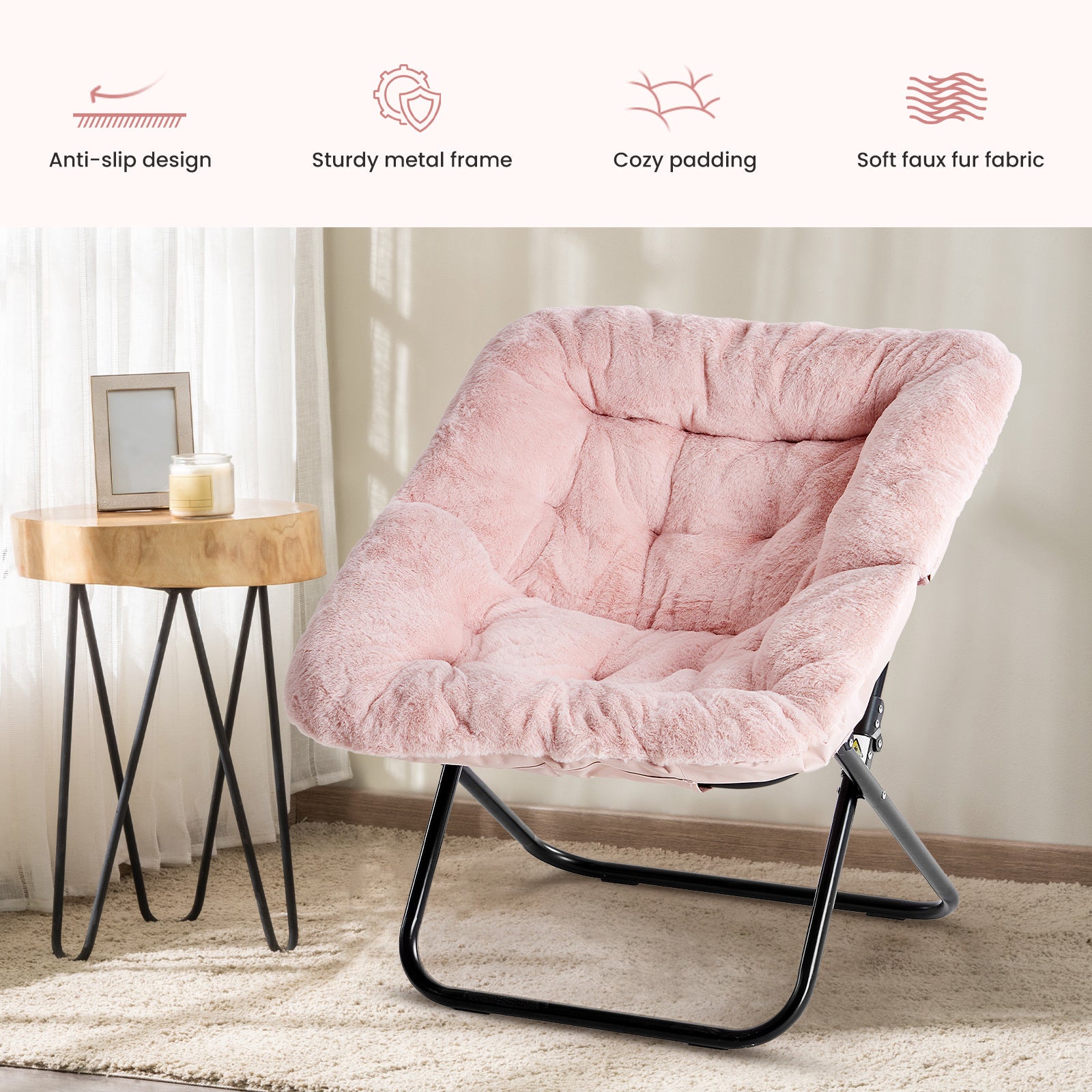 Foldable Lounge Chair with Multiple Color Options for Bedroom detail image - detail view 12