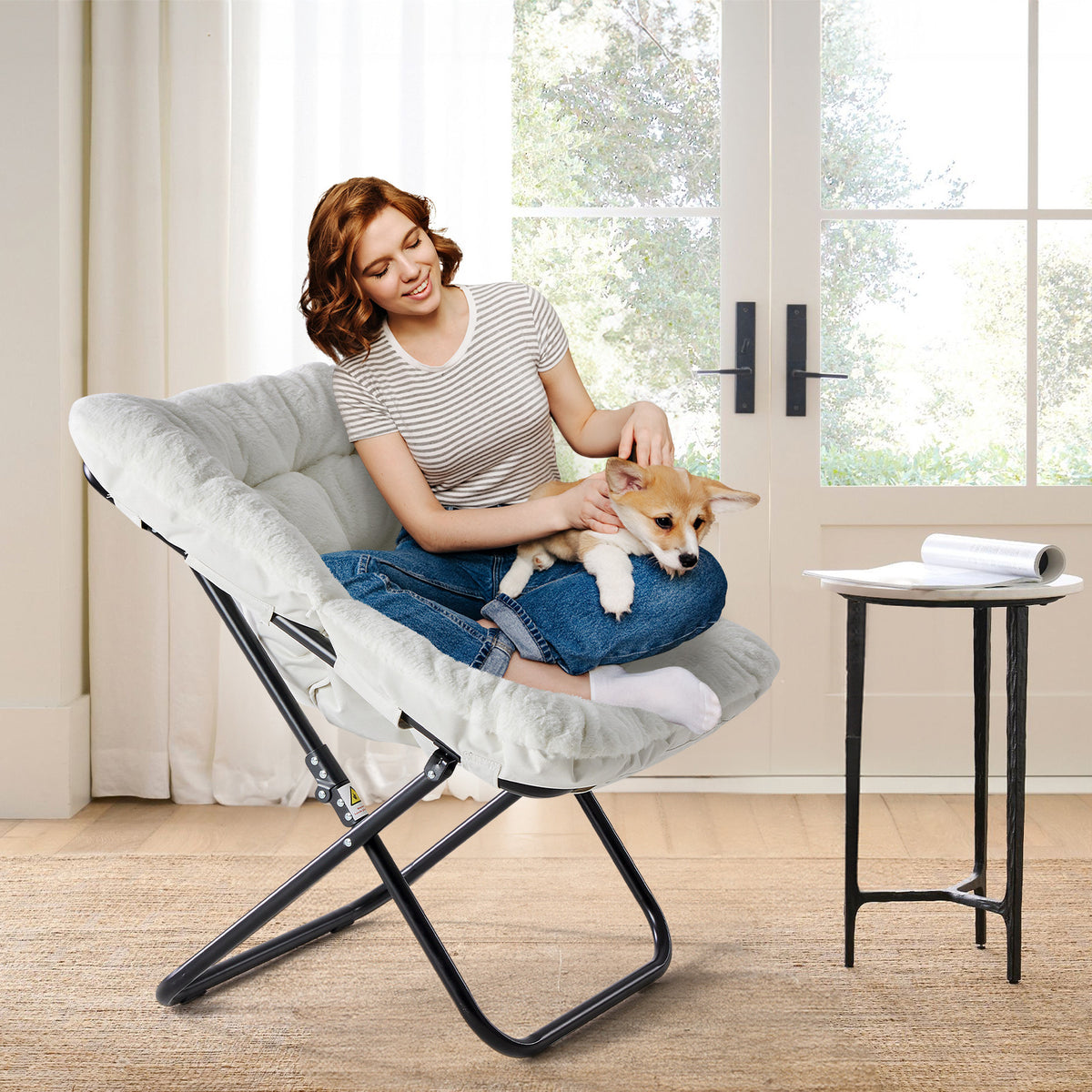 Foldable Lounge Chair with Multiple Color Options for Bedroom detail image - detail view 5