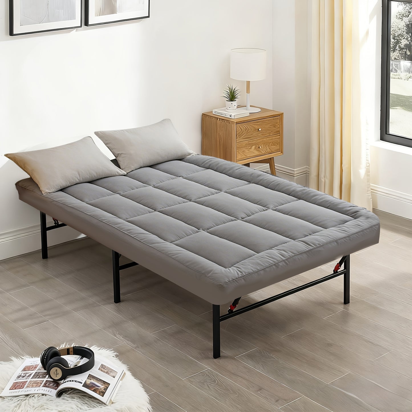 Mattress Toppers shown in the Gray 01, Twin option