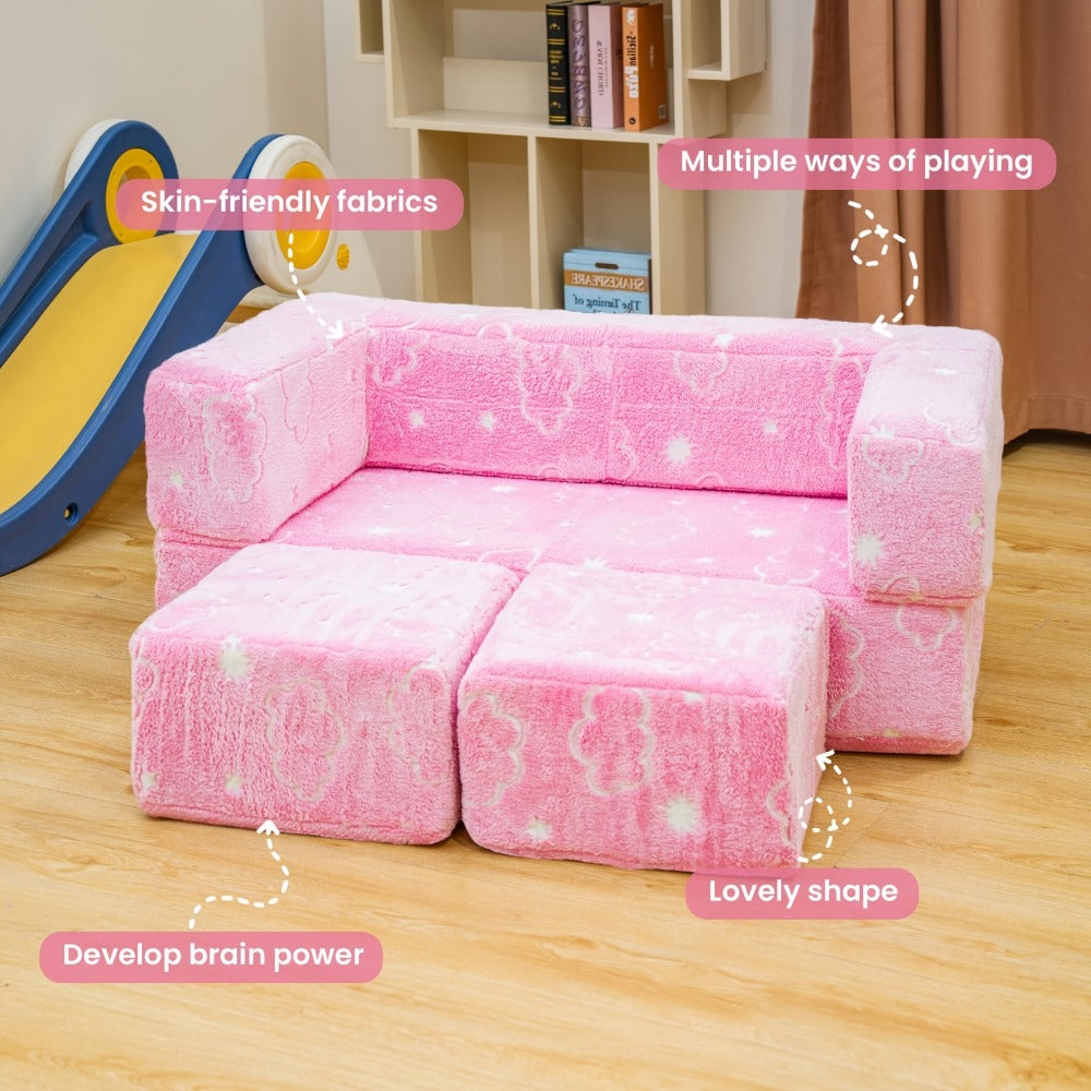 Foldable Sofa Bed with LED Lighting and Fold-Out Lounger for Bedroom detail image - detail view 5