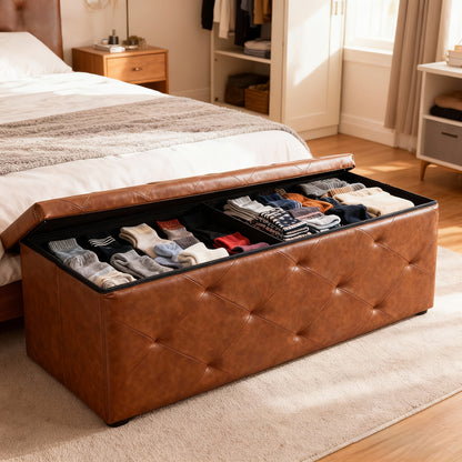 Ottoman shown in the Brown, 15.2"D x 43"W x 15.2"H option