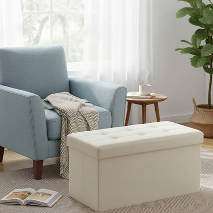 Foldable Upholstered Ottoman, Small Upholstered Footstool for Living Room detail image - detail view 14