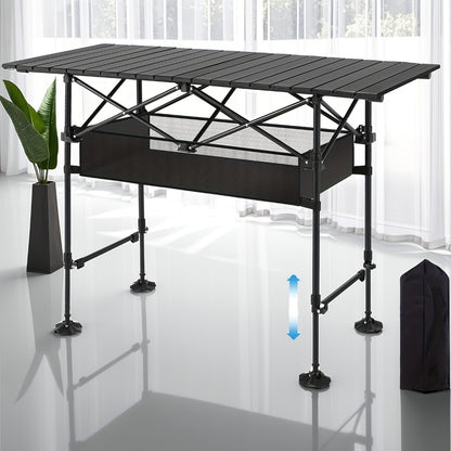 Folding Camping Table with Adjustable Height and Carry Bag for Patio detail image - detail view 5