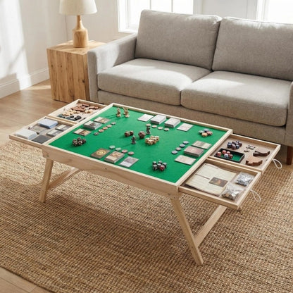 Folding Game Table with Storage Drawers and Non-Slip Base for Living Room detail image - detail view 14