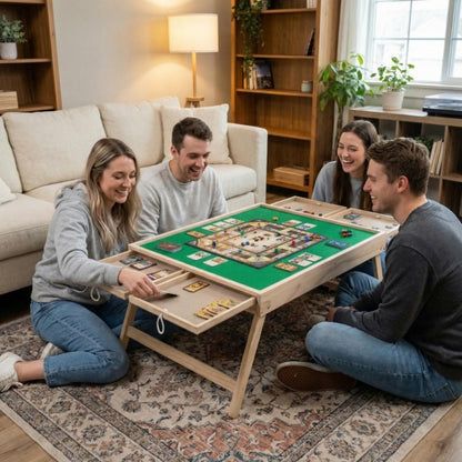 Folding Game Table, Foldable Multifunctional Game Table with Drawer Storage, Non-Slip shown in the main product view