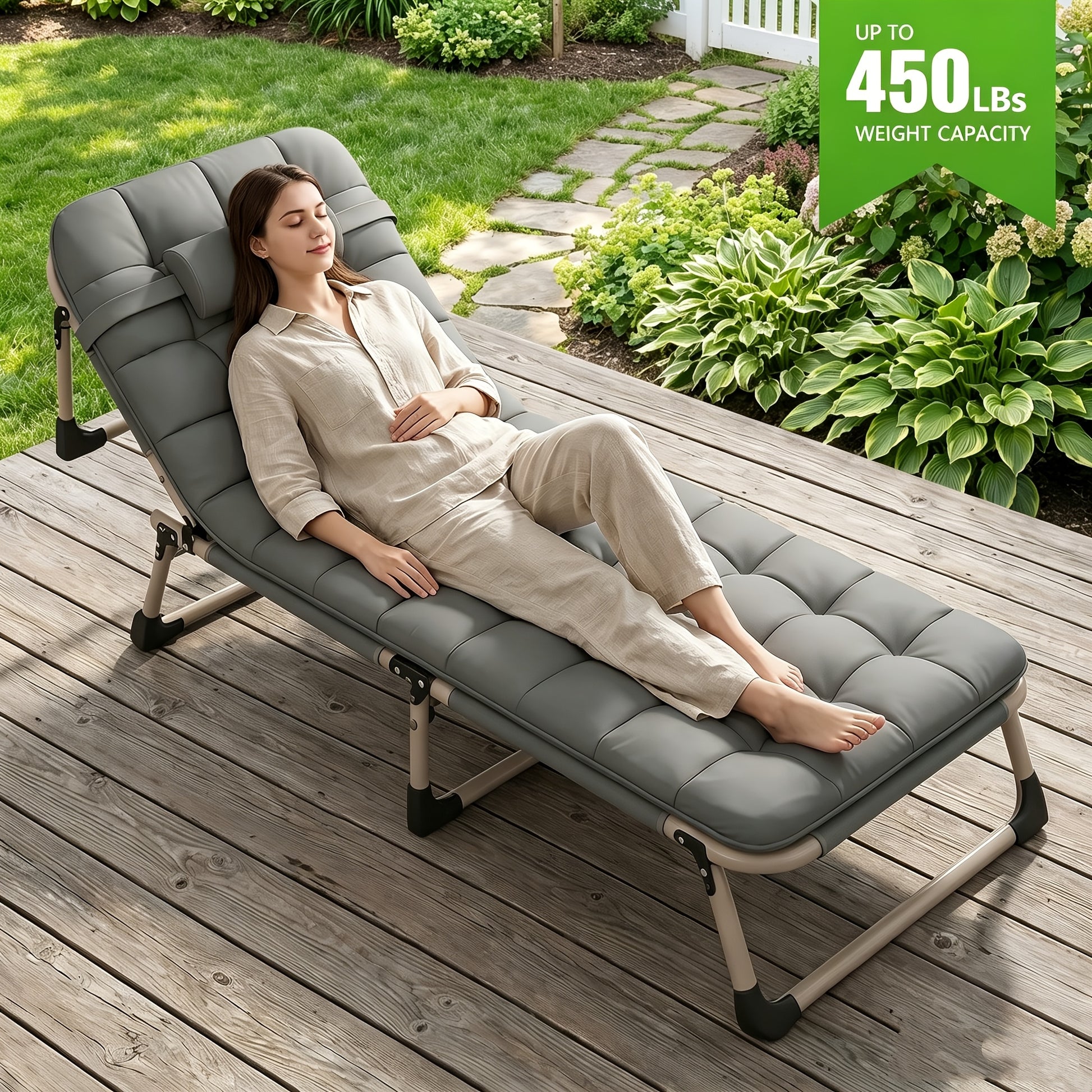 Folding Lounge Chair shown in the With Removable Pad - Load Capacity 450 Pounds option
