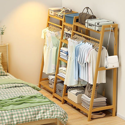 Freestanding Bamboo Clothes Rack with Storage Bag and Adjustable Shelves detail image - detail view 35