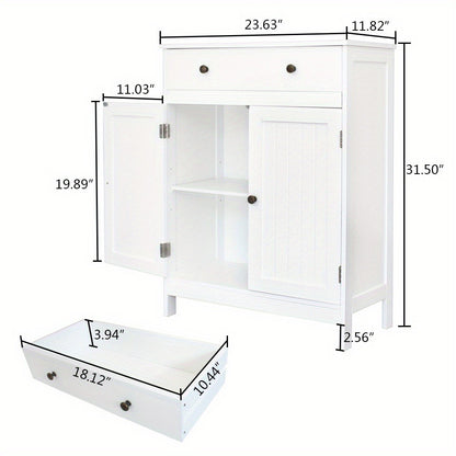 Freestanding Bathroom Cabinet with Waterproof Protection for Organized Everyday, in White detail image - detail view 8