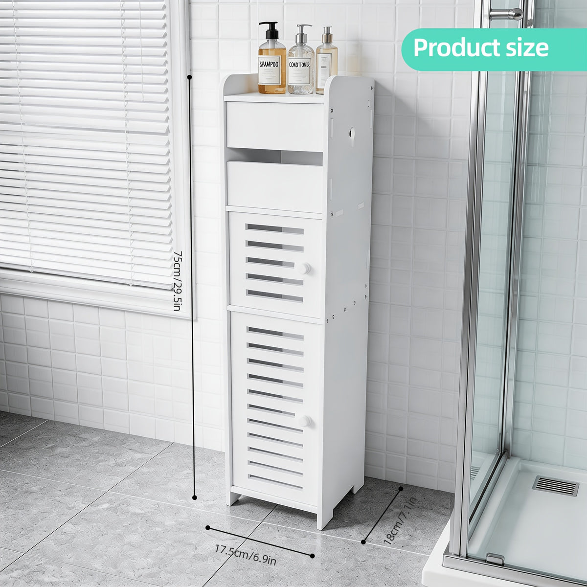 Bathroom Storage Cabinet shown in the White, Double doors option
