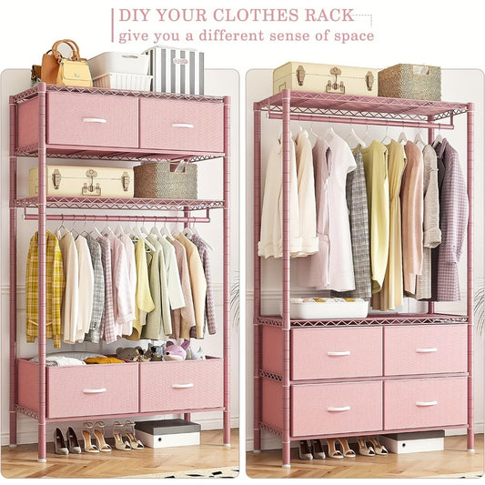 Clothing Rack, Heavy Duty Clothes Rack with 4 Drawers 420 lb Capacity - Freestanding shown in the main product view