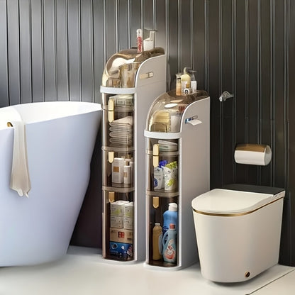 Freestanding Narrow Bathroom Storage Cabinet with Clear Drawers and Tool-Free Assembly detail image