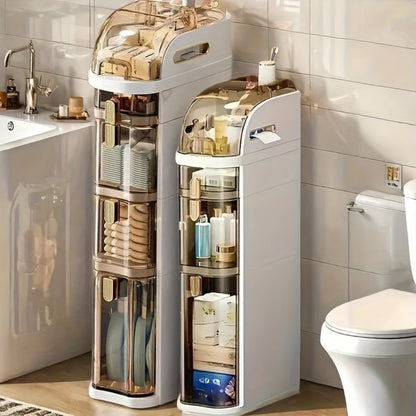 Freestanding Narrow Bathroom Storage Cabinet with Clear Drawers and Tool-Free Assembly detail image - detail view 3