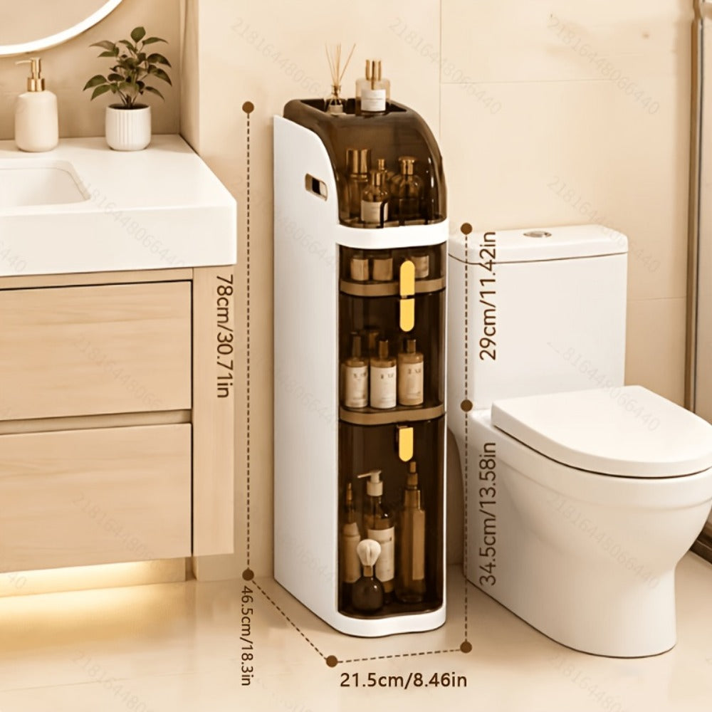 Freestanding Narrow Bathroom Storage Cabinet with Clear Drawers and Tool-Free Assembly detail image - detail view 5