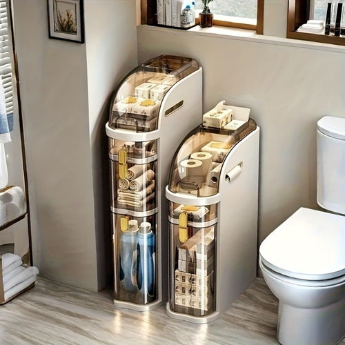 Bathroom Storage Cabinet, Narrow Tall with Clear Drawers, Freestanding Slim Floor Cabinet shown in the main product view