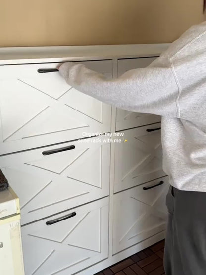 Freestanding Narrow Shoe Cabinet, Covered Shoe Storage for Entryway detail image - detail view 15