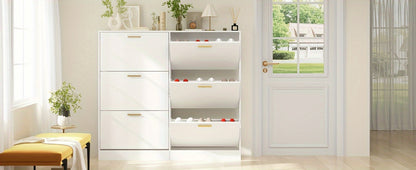 Freestanding Narrow Shoe Cabinet, Entryway Shoe Organizer for Organized Everyday Storage detail image - detail view 10