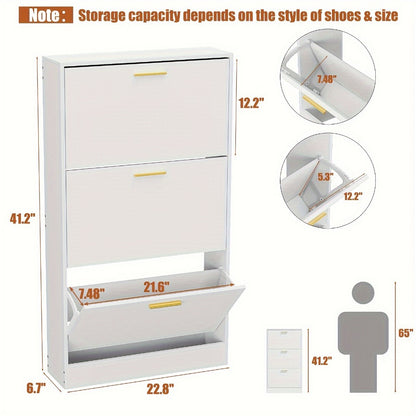 Freestanding Narrow Shoe Cabinet, Entryway Shoe Organizer for Organized Everyday Storage detail image