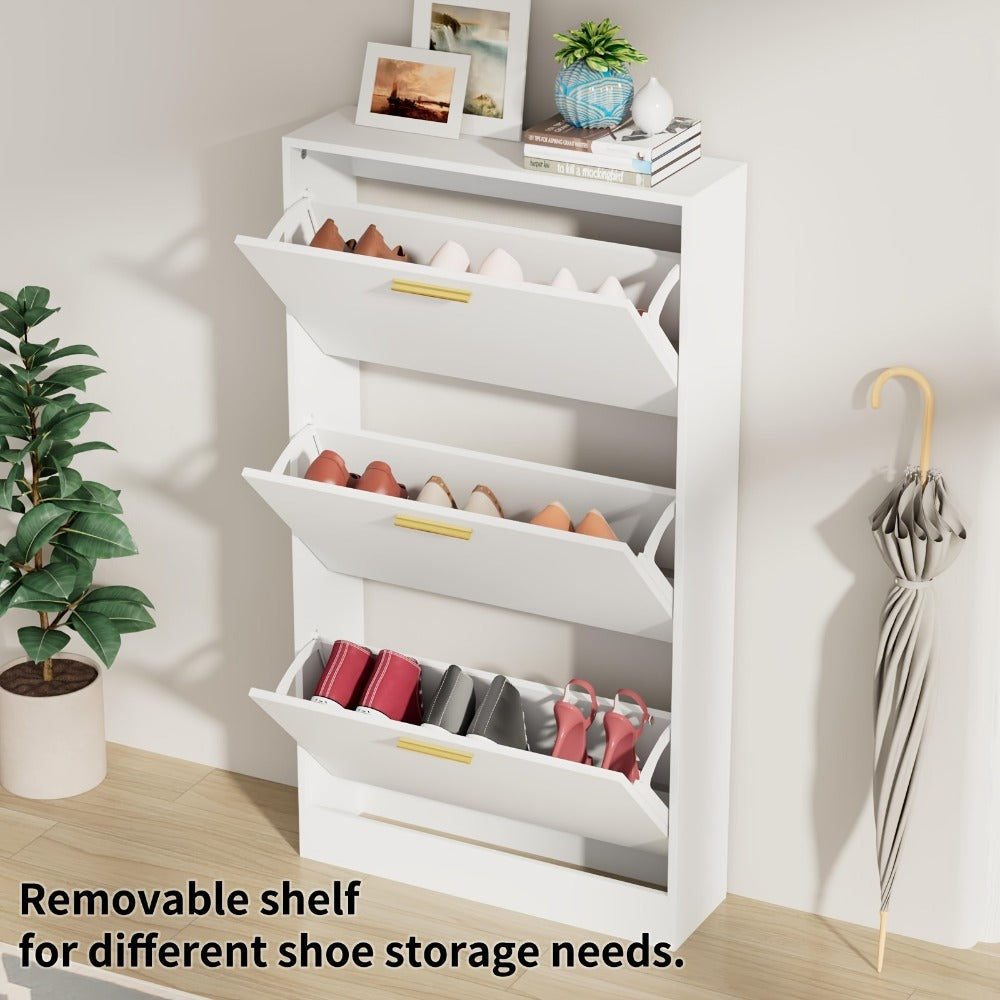 Freestanding Narrow Shoe Cabinet, Entryway Shoe Organizer for Organized Everyday Storage detail image - detail view 4