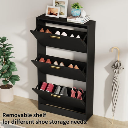 Freestanding Narrow Shoe Cabinet, Entryway Shoe Organizer for Organized Everyday Storage detail image - detail view 6