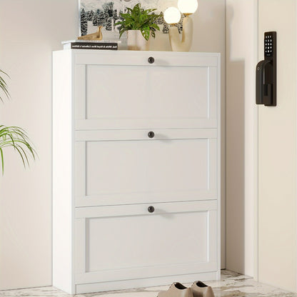 Freestanding Narrow Shoe Cabinet, Space-Saving Shoe Cupboard for Entryway detail image - detail view 13