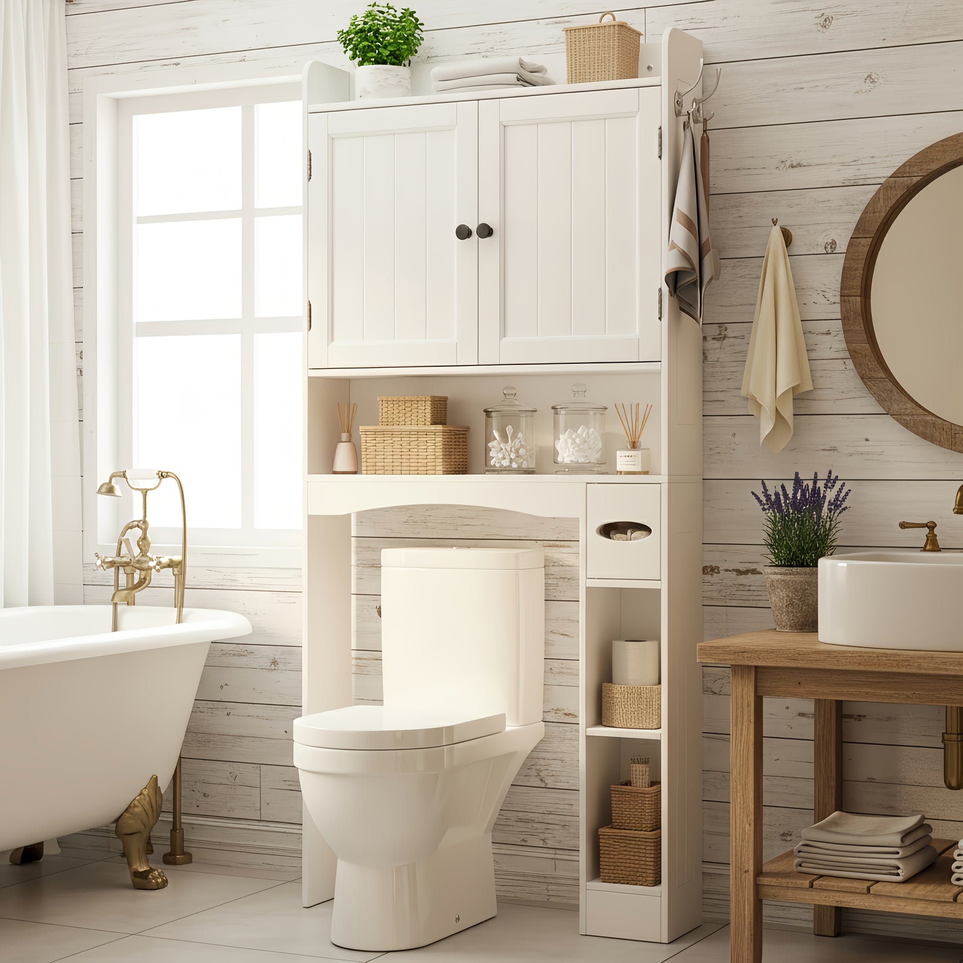 Bathroom Storage Cabinet shown in the White 2 option