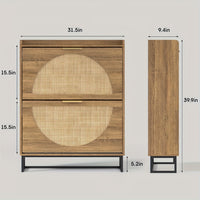 2-Drawers Rustic Oak Rattan