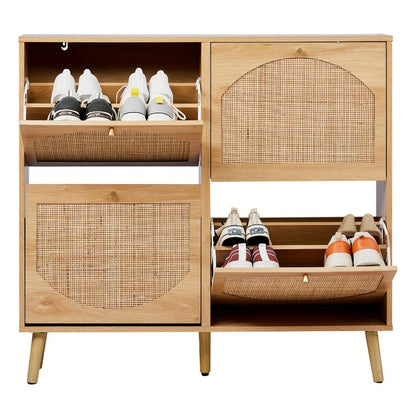 Freestanding Wicker Shoe Storage Cabinet for Entryway and Living Room detail image - detail view 15