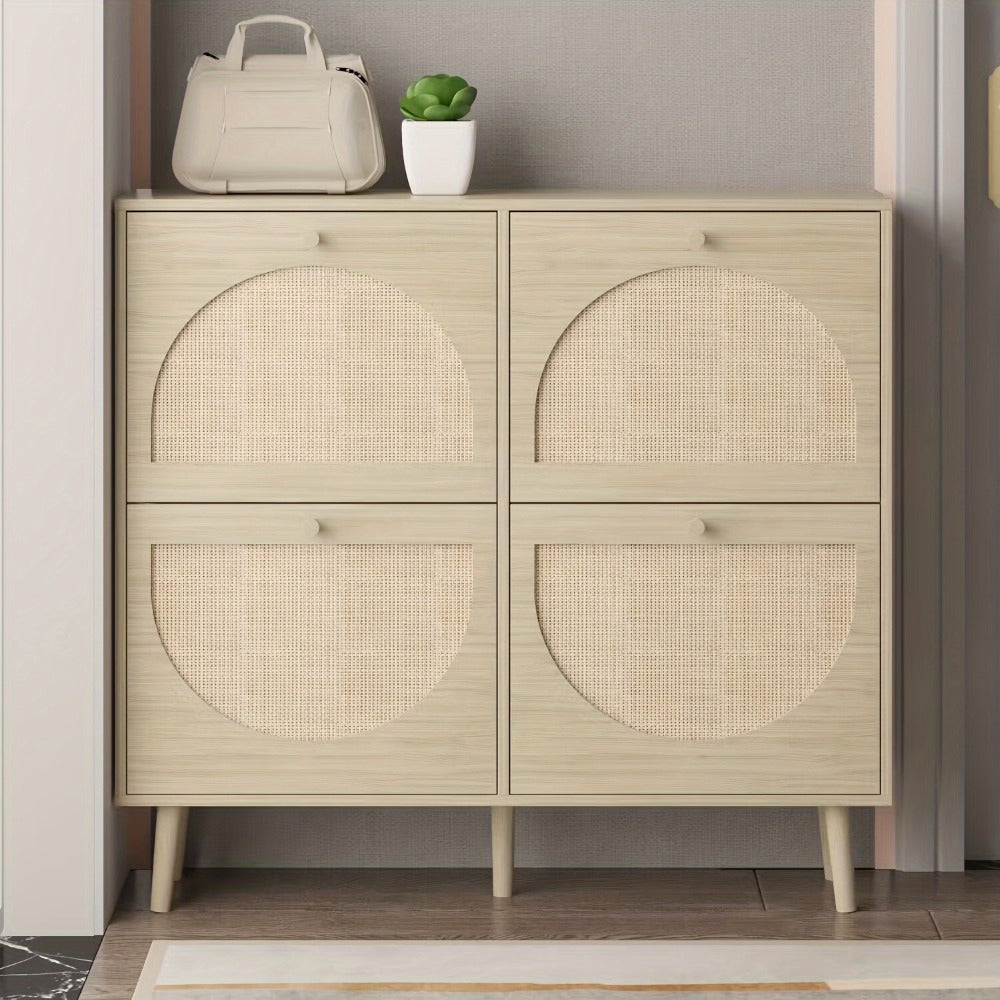 Freestanding Wicker Shoe Storage Cabinet for Entryway and Living Room detail image - detail view 23