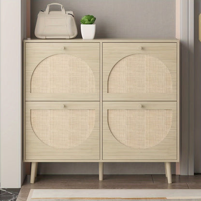Freestanding Wicker Shoe Storage Cabinet for Entryway and Living Room detail image - detail view 23