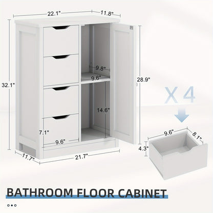 Freestanding Wood Bathroom Floor Cabinet with Side Table for Organized Everyday Storage detail image - detail view 4