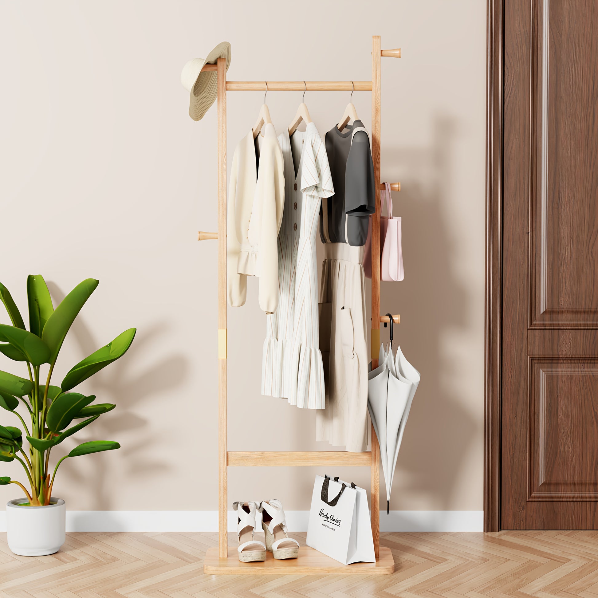 Coat Rack shown in the Wood Color option