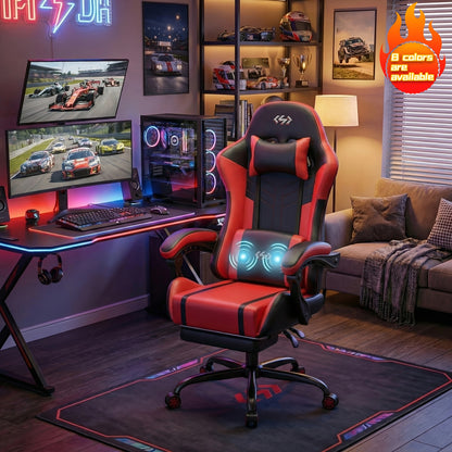 Gaming Chair shown in the 5-wheel gaming chair (1-piece) in black and red option