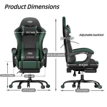 Gaming Chair shown in the 5-wheel gaming chair (1-pack), black-green option