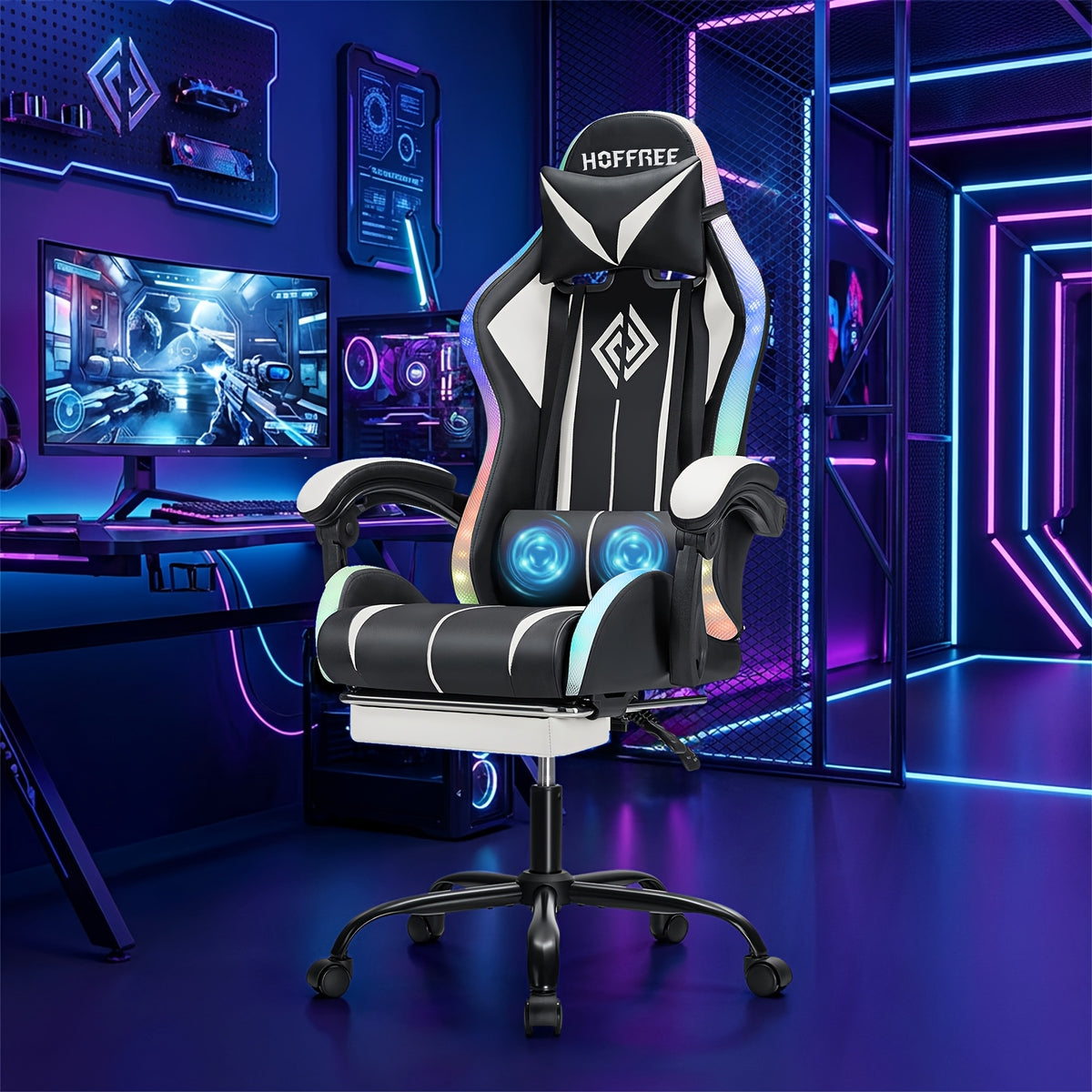 Gaming Chair shown in the White+Black option