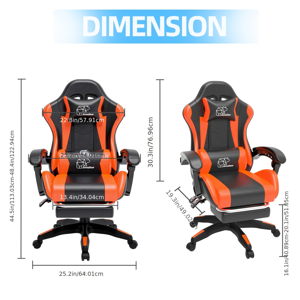 Gaming Chair shown in the Black Orange option