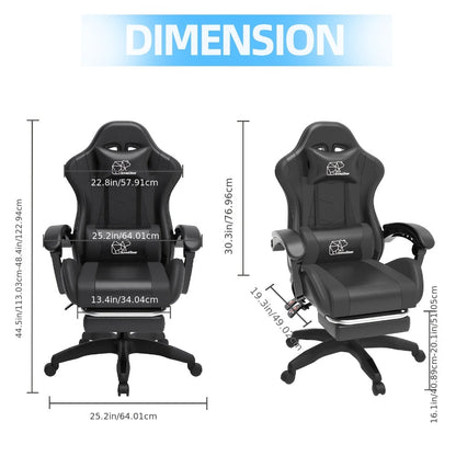 Gaming Chair with High Back and Footrest and Lumbar Support for Home Office detail image - detail view 11