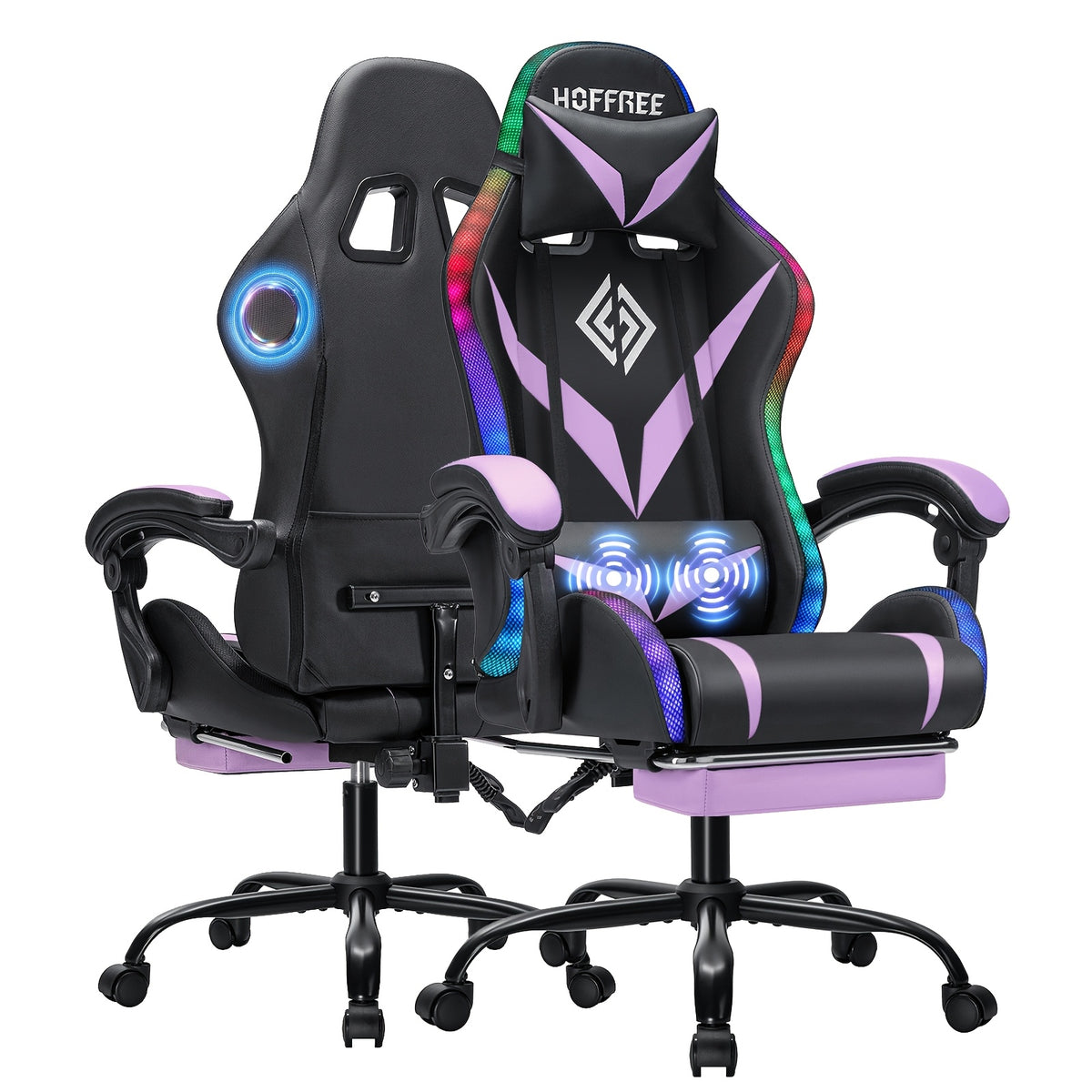 Gaming Chair shown in the Purple+Black option