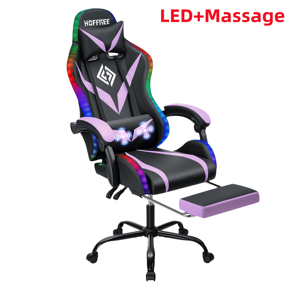 Gaming Chair shown in the Purple+Black option