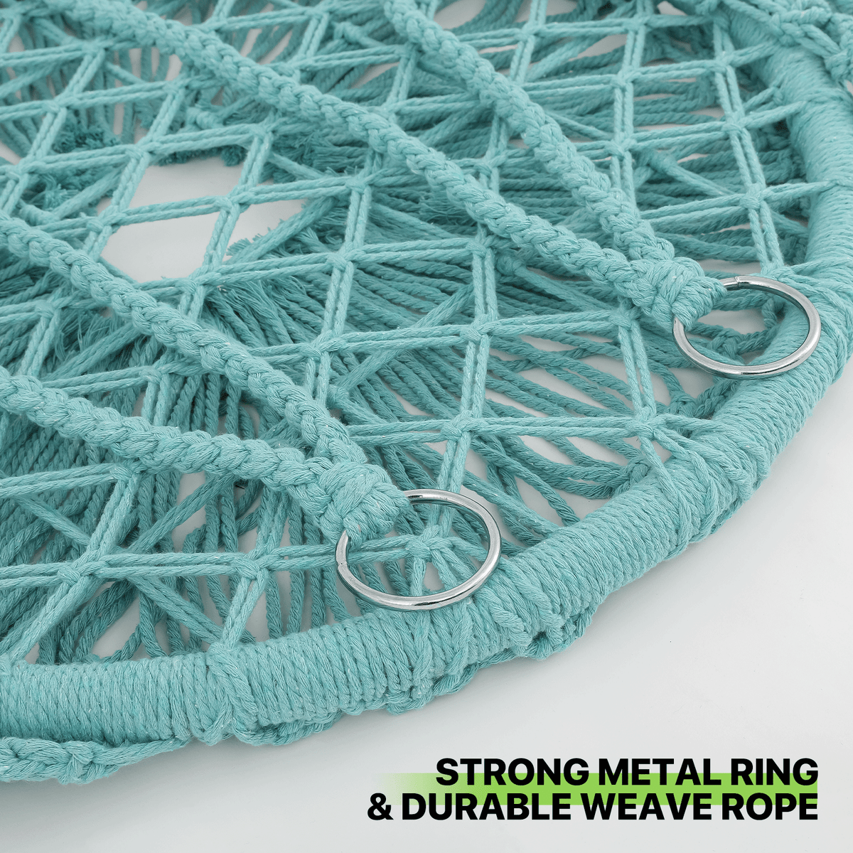 Hanging Swing Chair with Macrame Weave and Armrests for Bedroom detail image - detail view 9