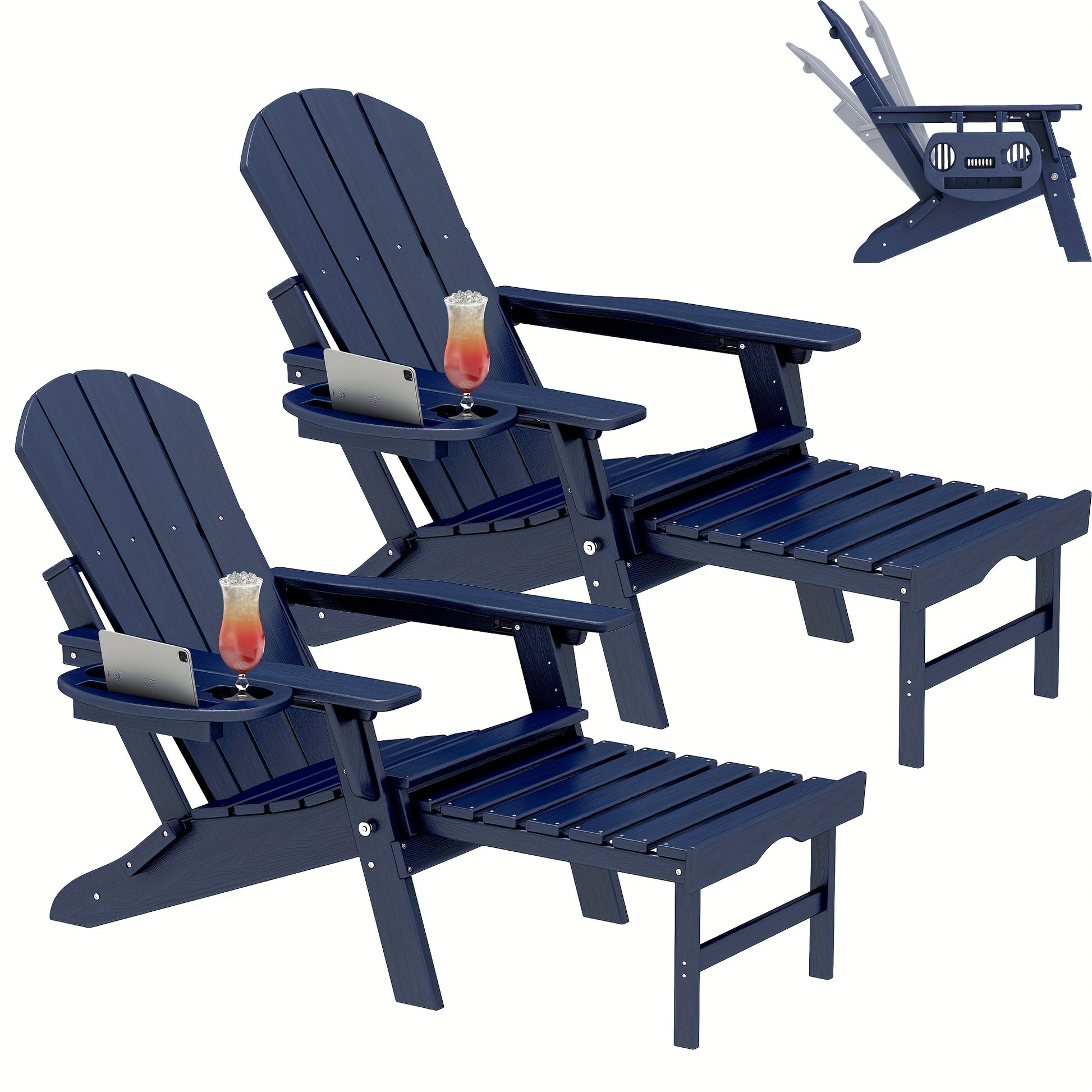 Adirondack Chair shown in the Blue Navy, 2pcs option