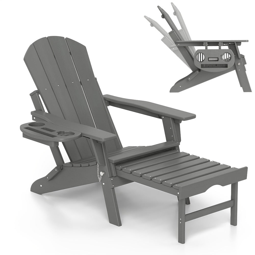 HDPE Adirondack Chair with Weather-Resistant Finish and Adjustable Backrest for Patio detail image - detail view 19