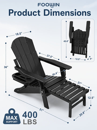 HDPE Adirondack Chair with Weather-Resistant Finish and Adjustable Backrest for Patio detail image - detail view 31