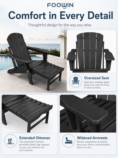 HDPE Adirondack Chair with Weather-Resistant Finish and Adjustable Backrest for Patio detail image - detail view 34
