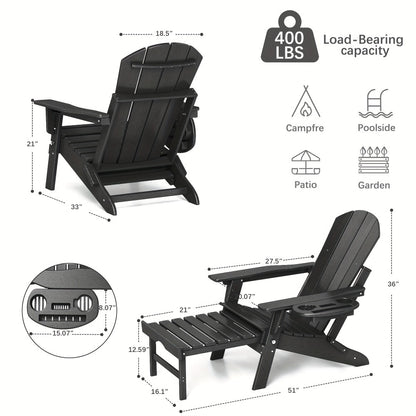 HDPE Adirondack Chair with Weather-Resistant Finish and Adjustable Backrest for Patio detail image - detail view 4