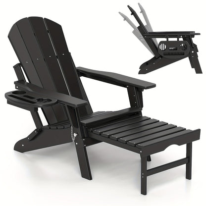 HDPE Adirondack Chair with Weather-Resistant Finish and Adjustable Backrest for Patio detail image - detail view 5