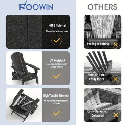 HDPE Adirondack Chair with Weather-Resistant Finish and Adjustable Backrest for Patio detail image - detail view 6