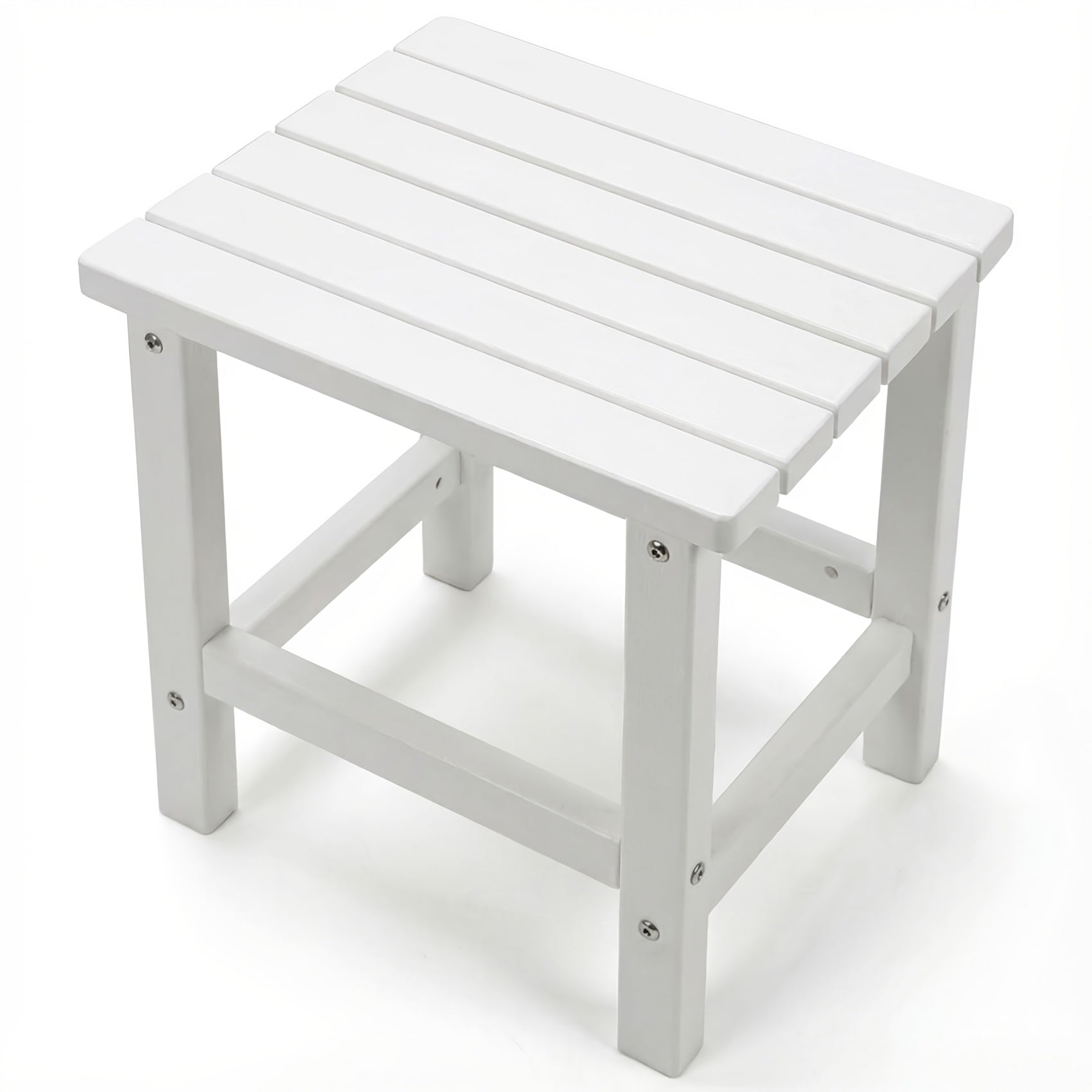 Outdoor Side Table shown in the White, HDPE Single-Tier Side Table 07 option