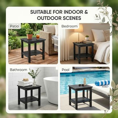 HDPE Outdoor Side Table with Weather-Resistant Finish, Outdoor Accent Table for Patio detail image - detail view 5
